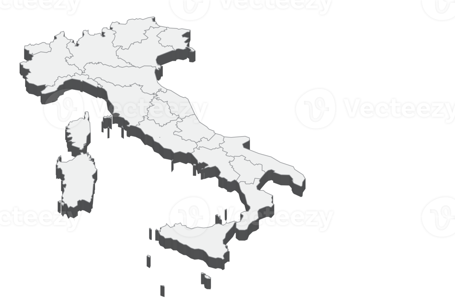 3D map illustration of Italy png
