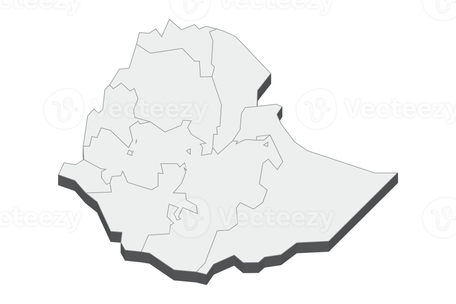 Ilustración de mapa 3D de Etiopía png