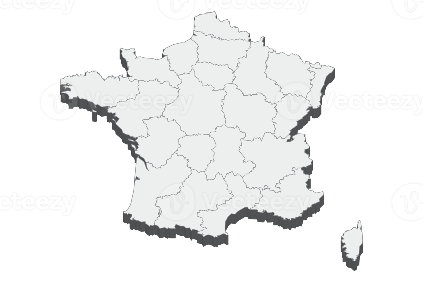 3D map illustration of France png