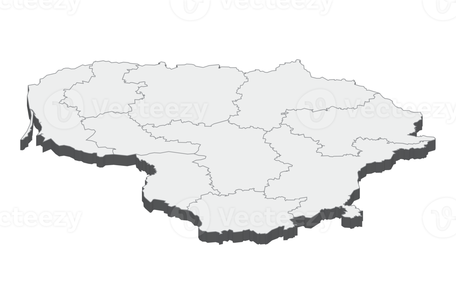 3D map illustration of Lithuania png