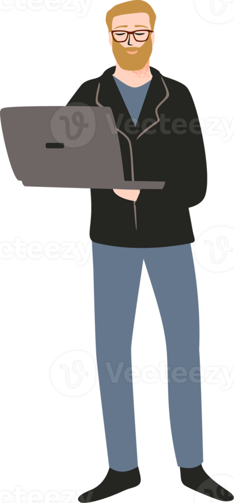 Office worker. Man with laptop. Illustration. png
