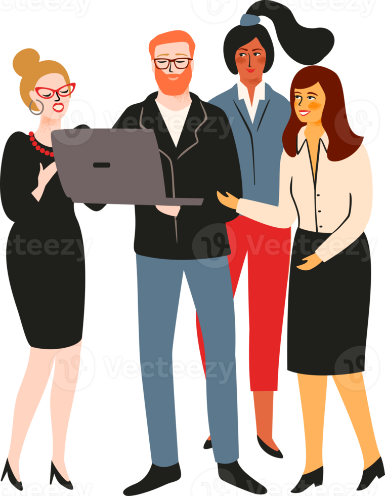 Office workers. Teamwork. Illustration png