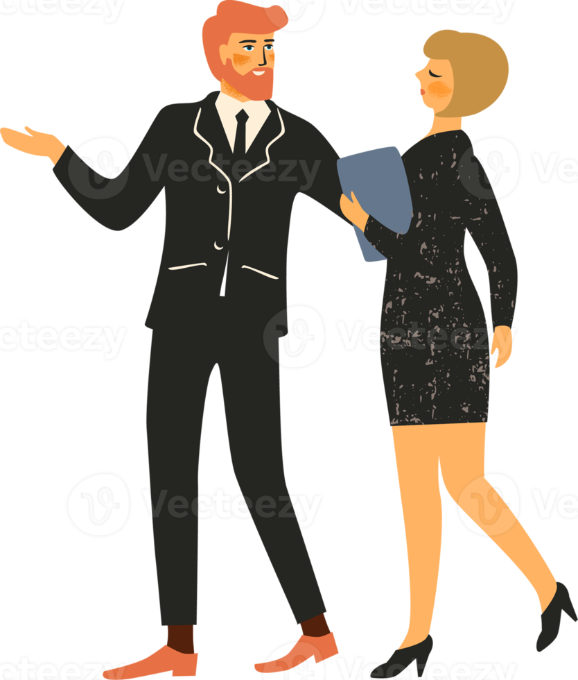 Office workers. Woman and man. Illustration png