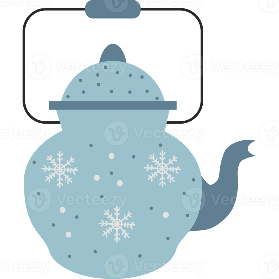 Tableware. Teapot with snowflakes png
