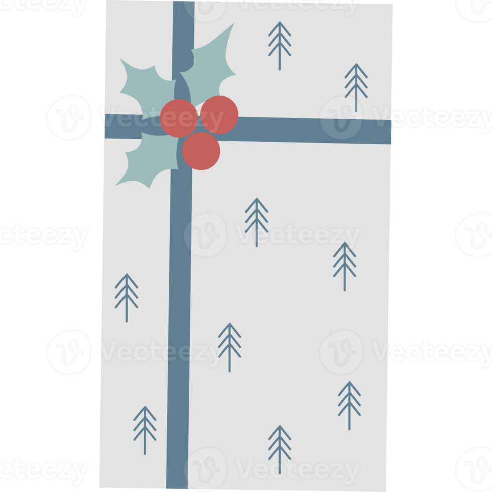 Christmas gift with mistletoe png