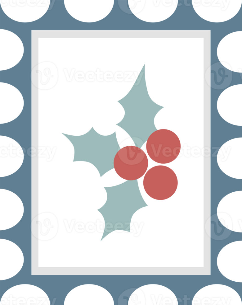 Postage stamp with Christmas mistletoe png