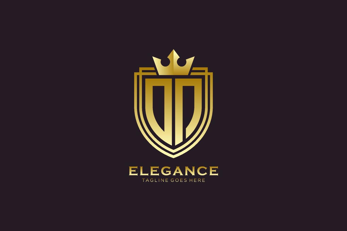 initial ON elegant luxury monogram logo or badge template with scrolls and royal crown - perfect for luxurious branding projects vector