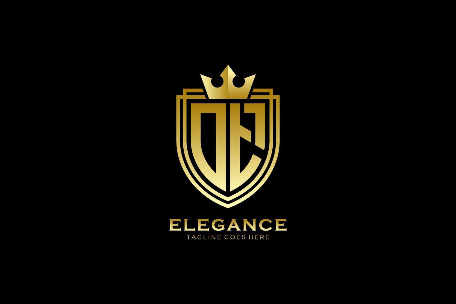 initial OT elegant luxury monogram logo or badge template with scrolls and royal crown - perfect for luxurious branding projects vector