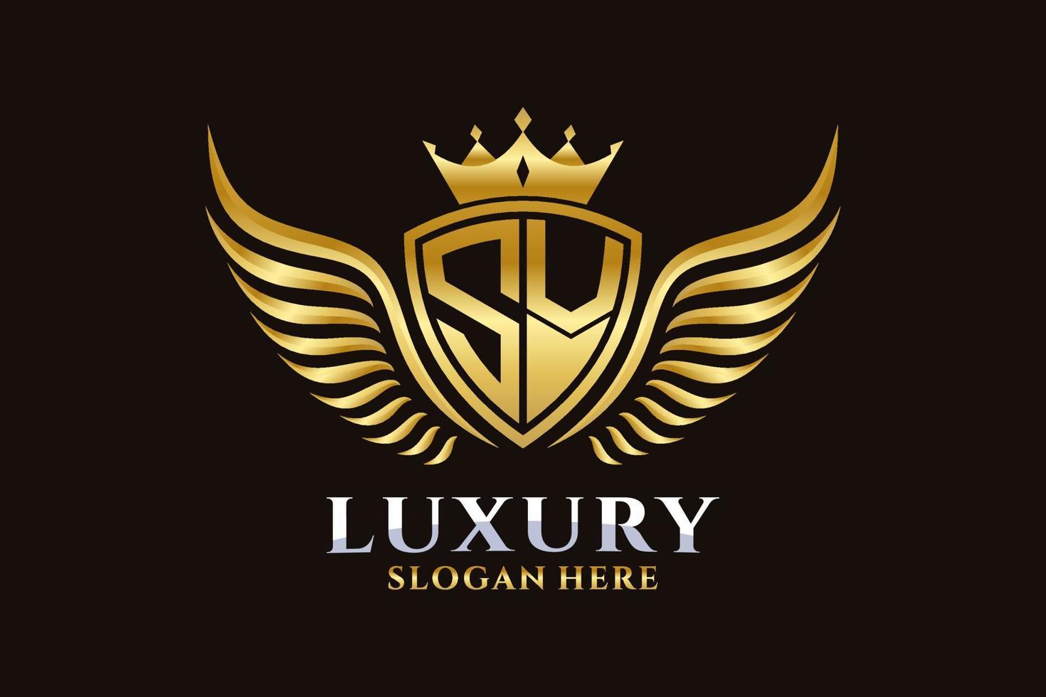 Luxury royal wing Letter SV crest Gold color Logo vector, Victory logo, crest logo, wing logo, vector logo template.