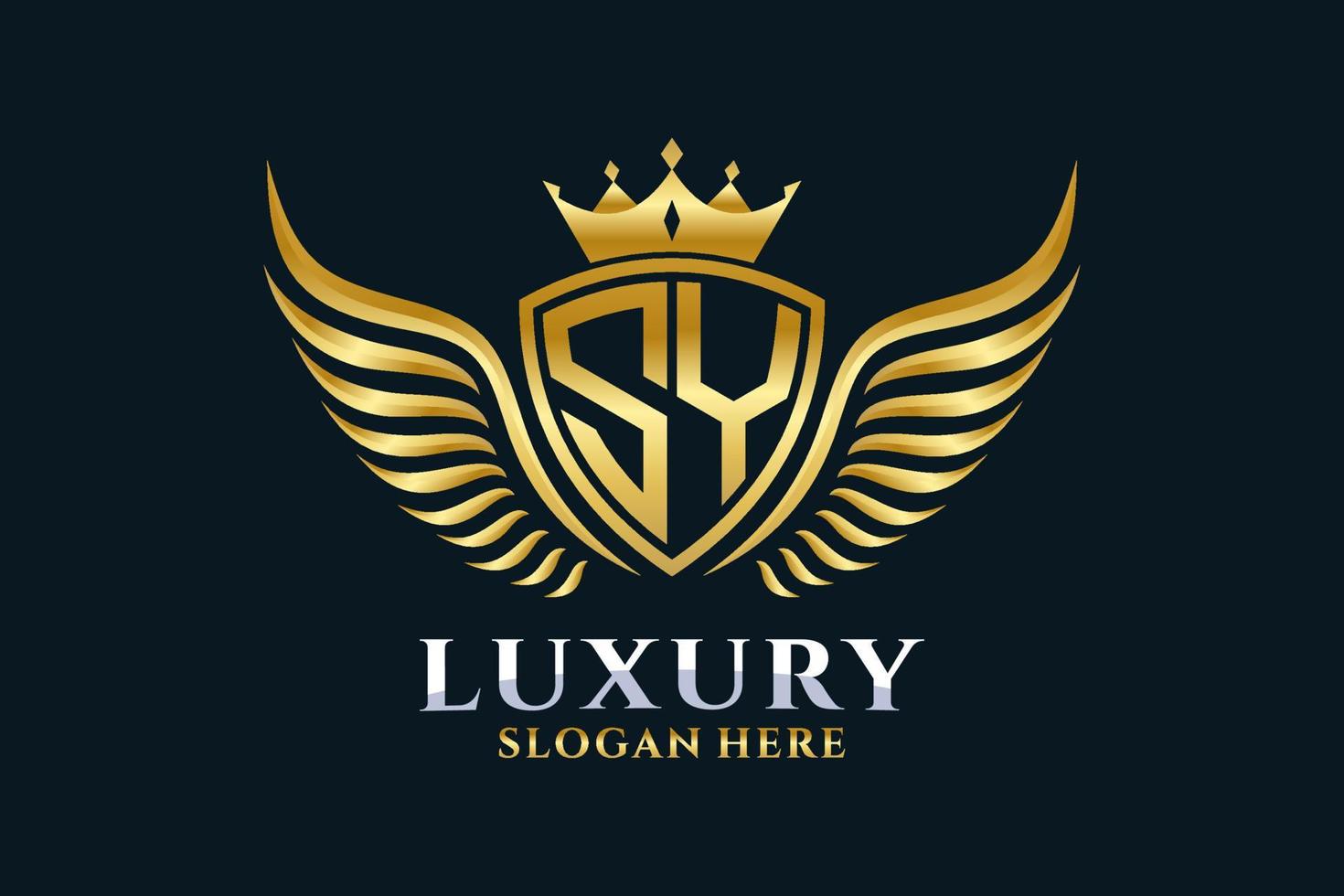 Luxury royal wing Letter SY crest Gold color Logo vector, Victory logo, crest logo, wing logo, vector logo template.