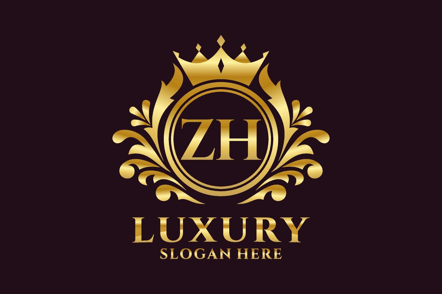 Initial ZH Letter Royal Luxury Logo template in vector art for luxurious branding projects and other vector illustration.