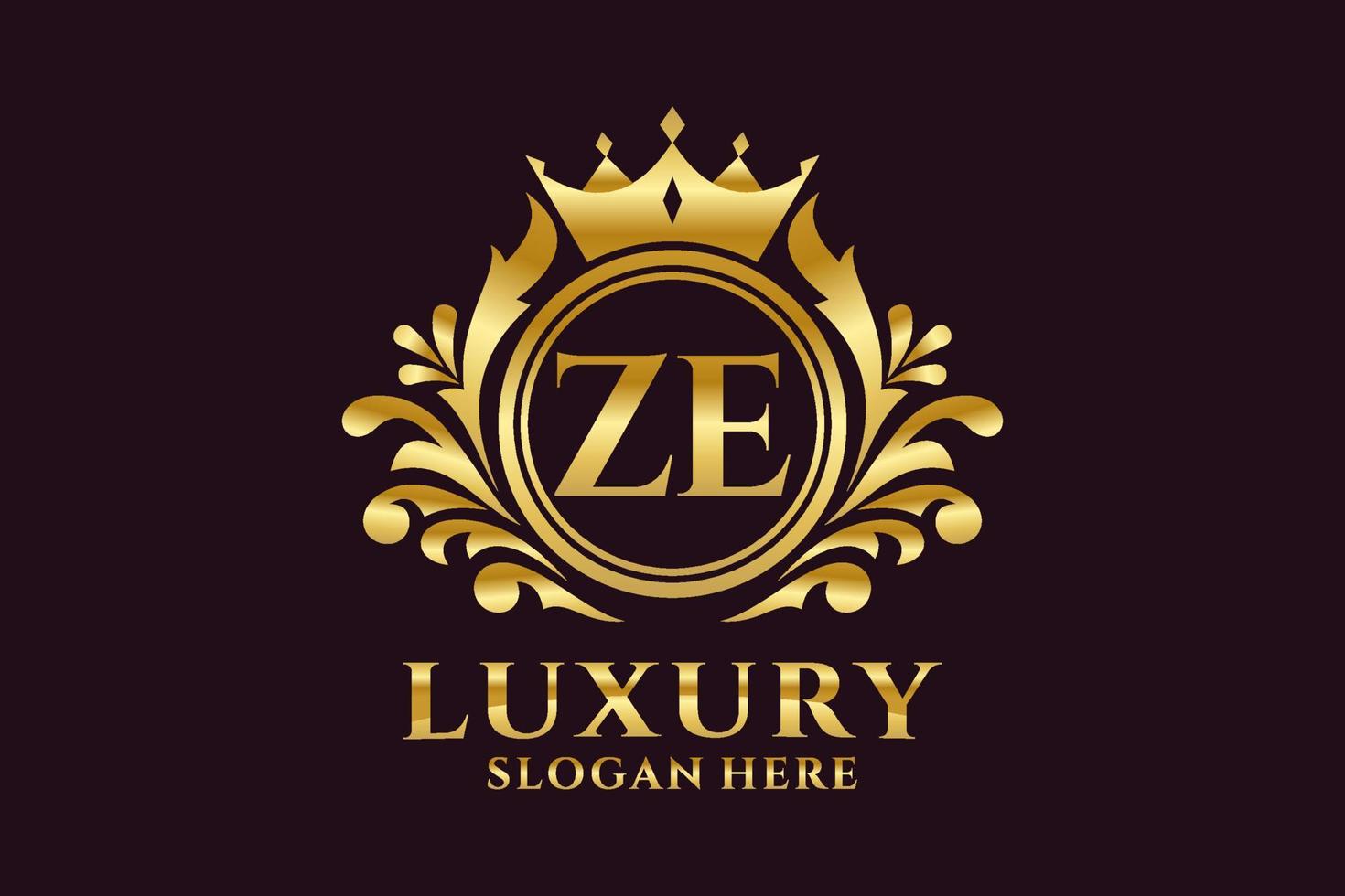Initial ZE Letter Royal Luxury Logo template in vector art for luxurious branding projects and other vector illustration.
