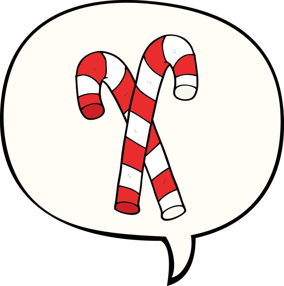 cartoon candy canes and speech bubble vector