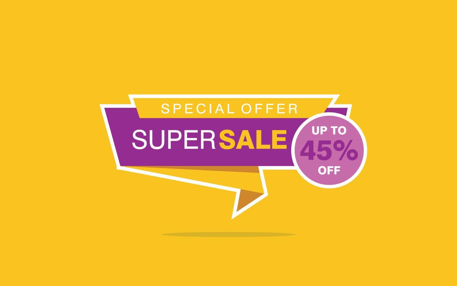 45 Percent discount offer, clearance, promotion banner layout with sticker style. vector