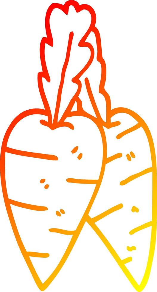 línea de gradiente cálido dibujo zanahorias de dibujos animados vector