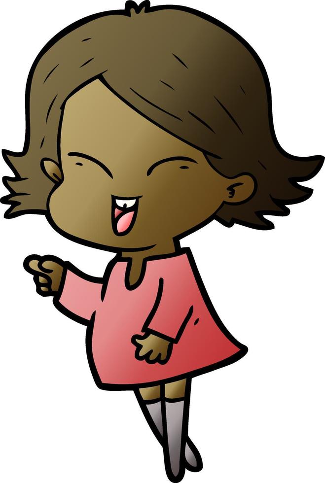 happy cartoon girl vector