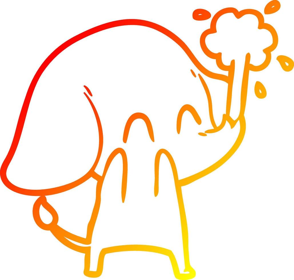 warm gradient line drawing cute cartoon elephant spouting water vector