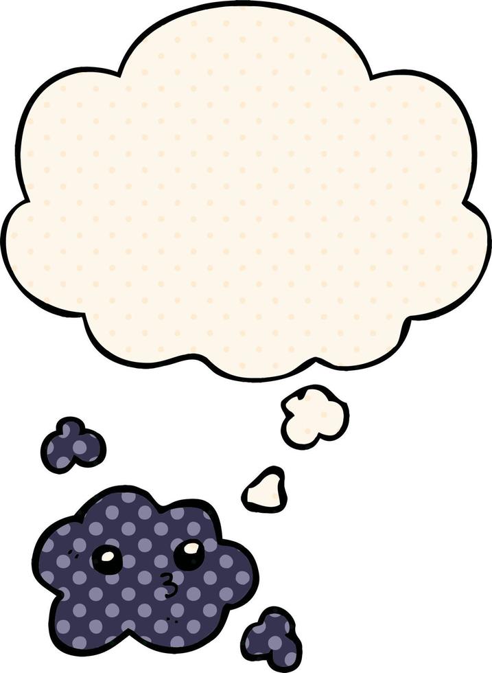 cute cartoon cloud and thought bubble in comic book style vector