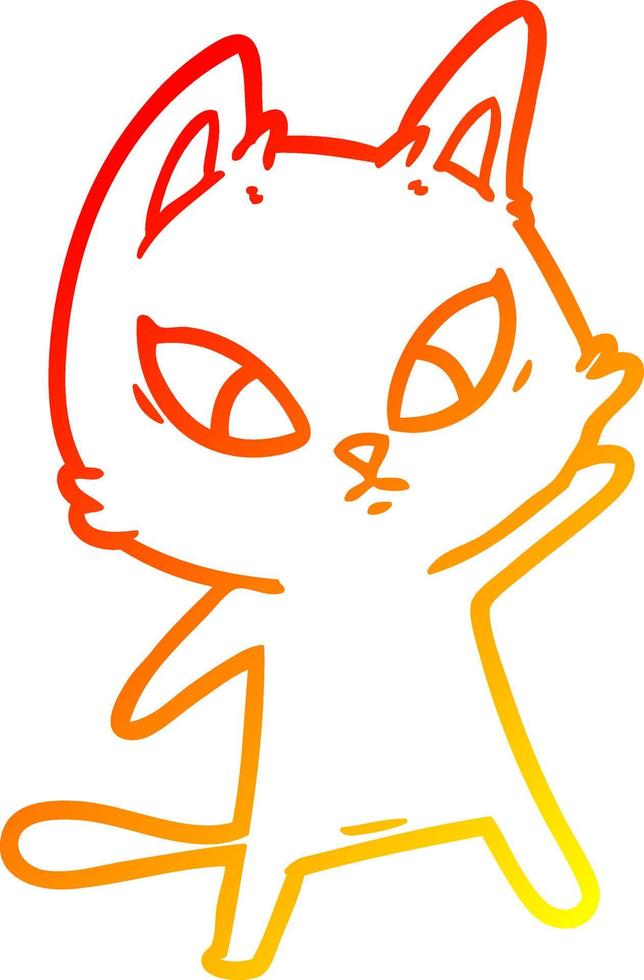 warm gradient line drawing confused cartoon cat vector