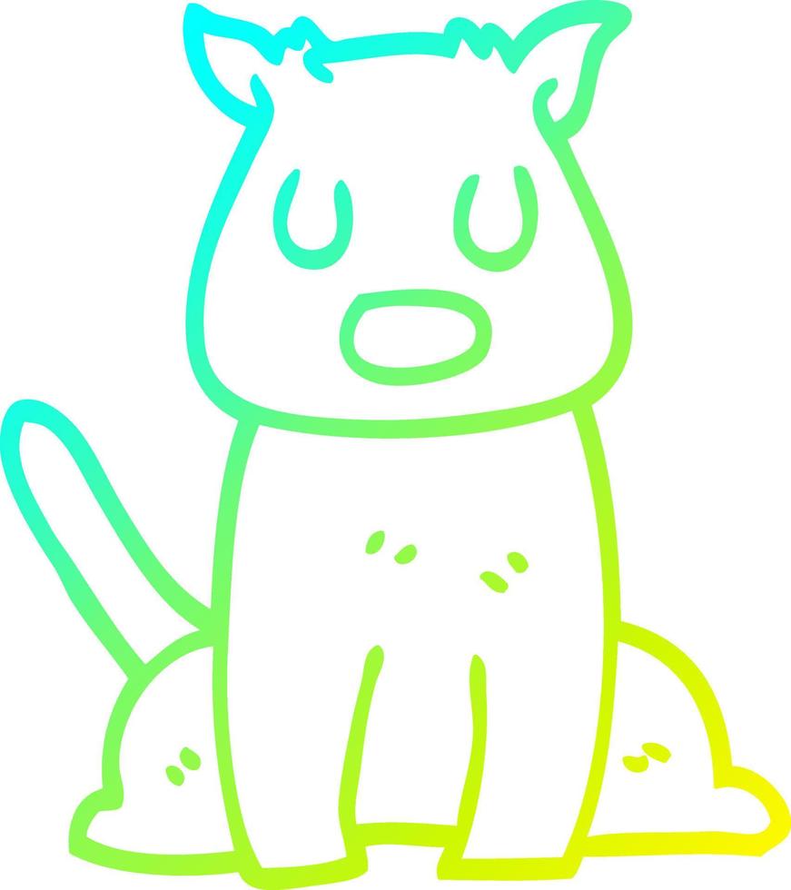 cold gradient line drawing cartoon calm dog vector