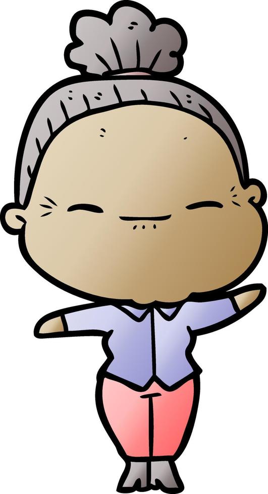 cartoon peaceful old woman vector