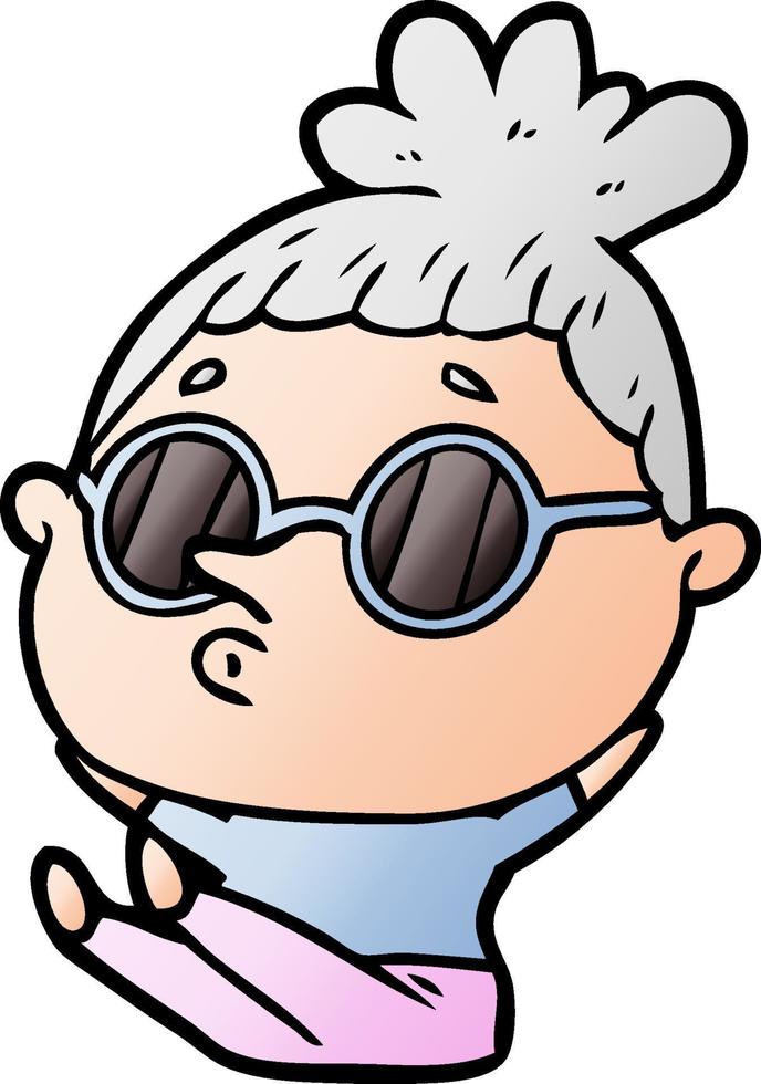 cartoon woman wearing sunglasses vector