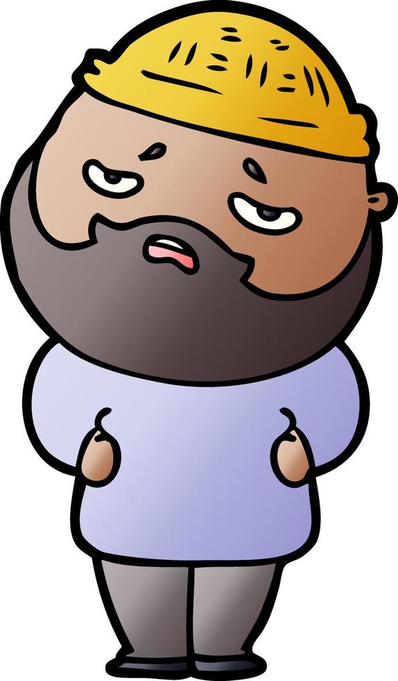 caricatura, preocupado, hombre, con, barba vector