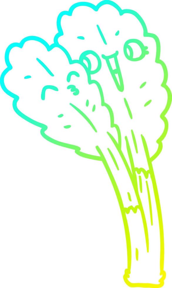 cold gradient line drawing cartoon salad leaves vector