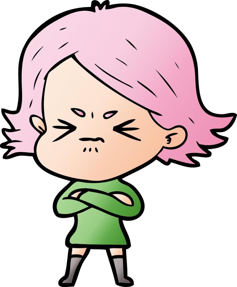 cartoon angry girl vector