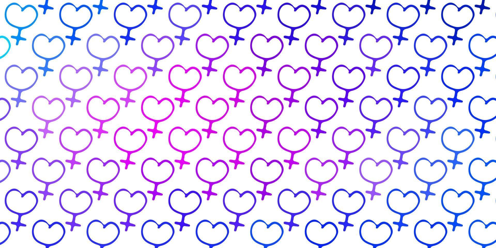 Light Blue, Red vector background with woman symbols.