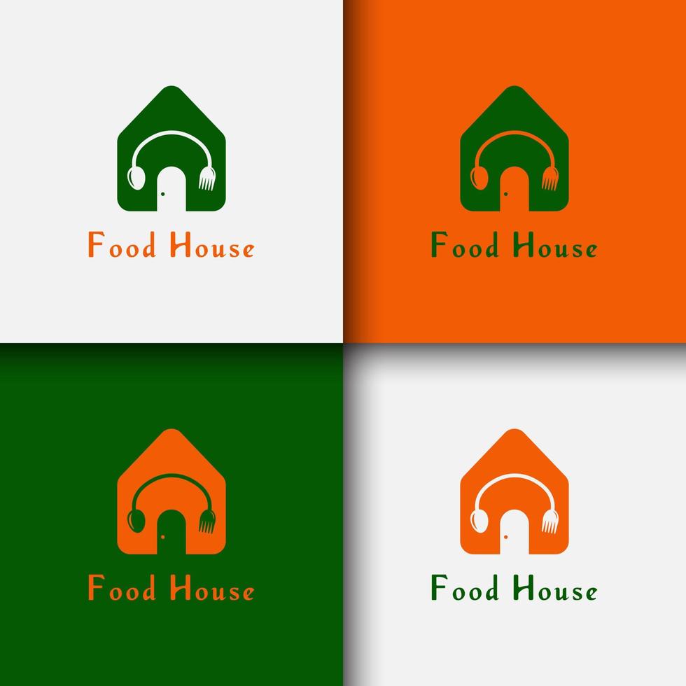 restaurante, casa de comida con plantilla de diseño de logo de cuchara y tenedor vector