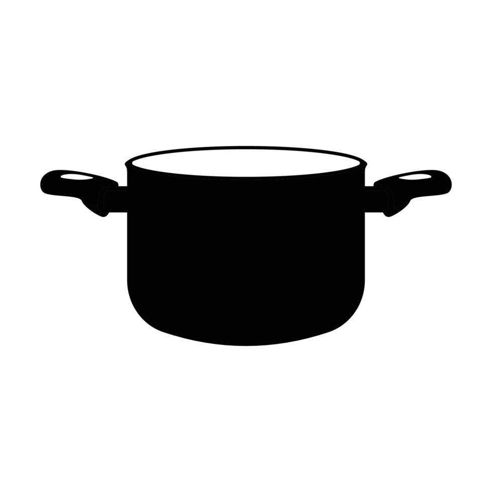 Cooking Pot Silhouette. Black and White Icon Design Elements on Isolated White Background vector