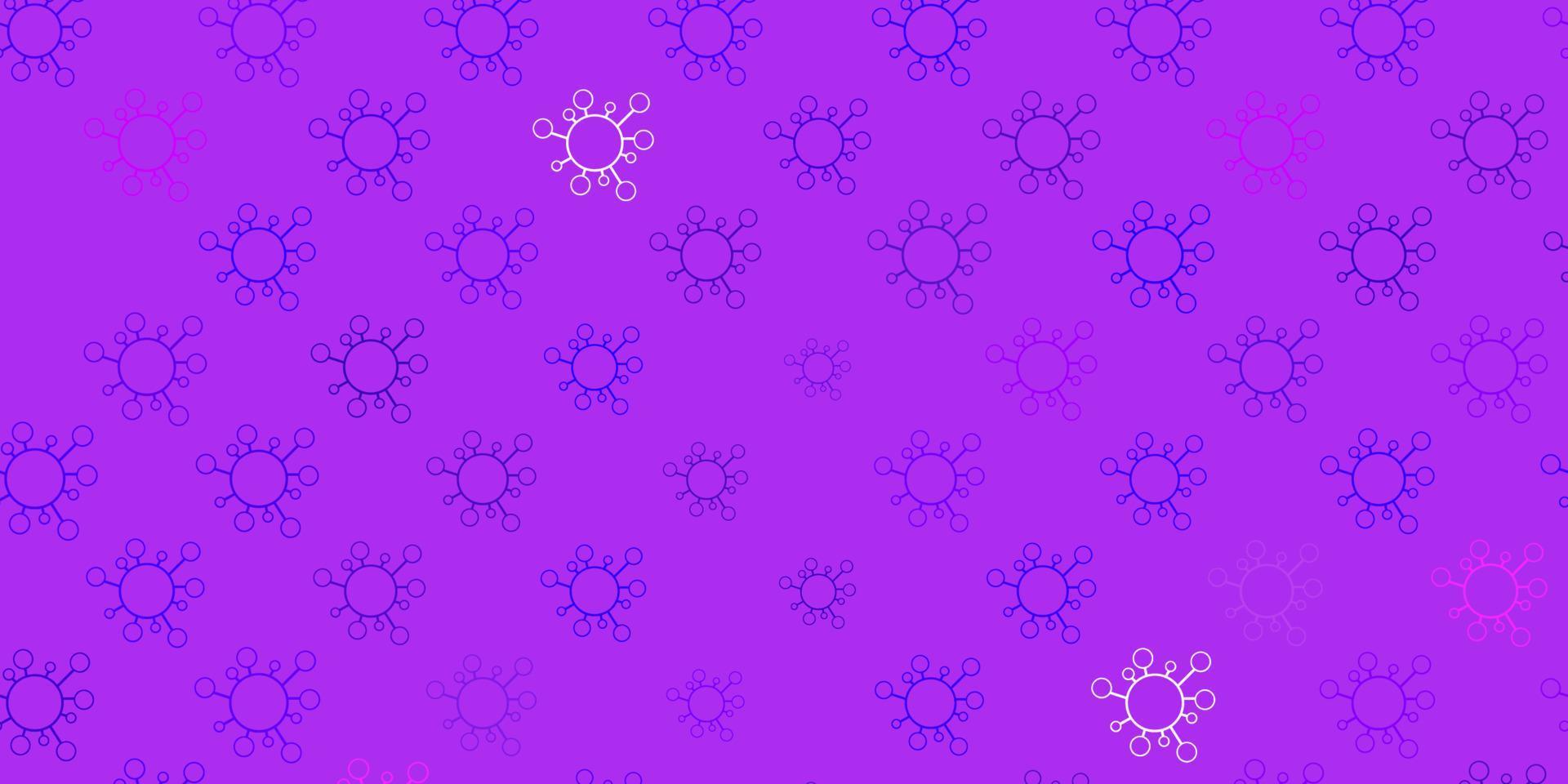 Dark purple vector background with covid-19 symbols.