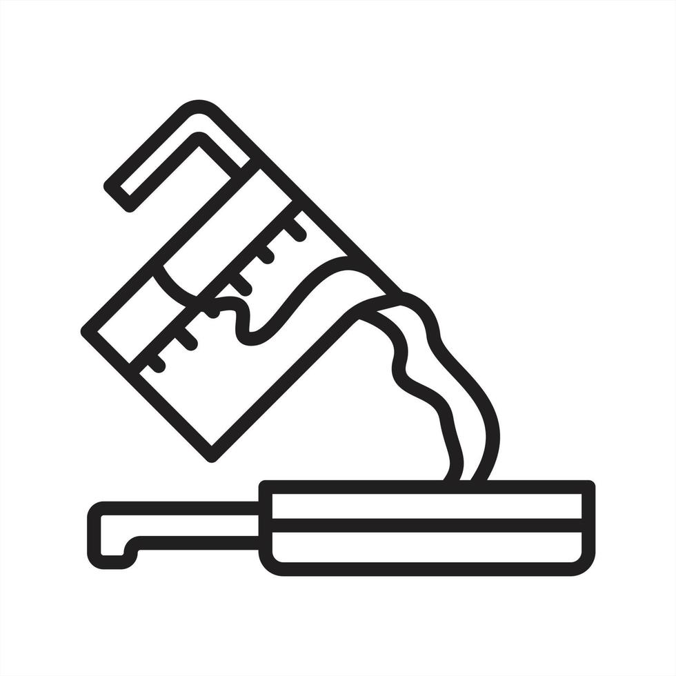Pouring pancake batter into the frying pan outline icon vector
