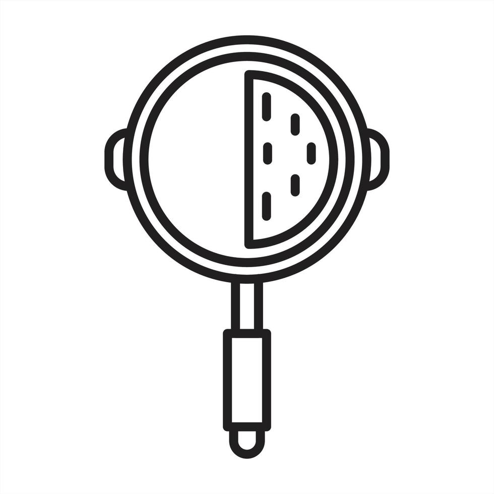 Pancakes in a frying pan outline icon vector