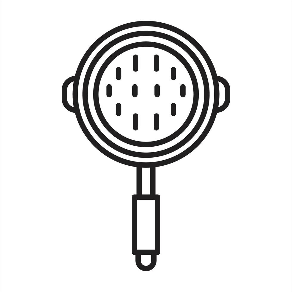 Pancakes in a frying pan outline icon vector