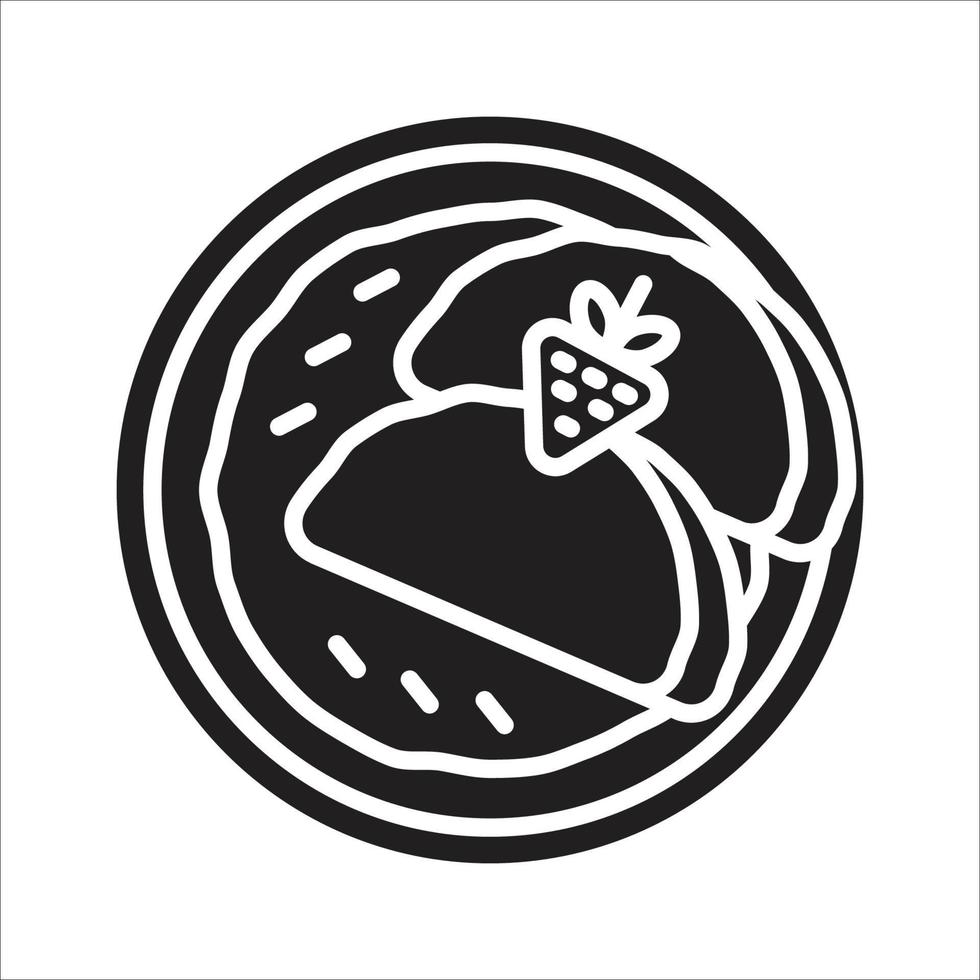Strawberry pancakes on a plate glyph icon vector