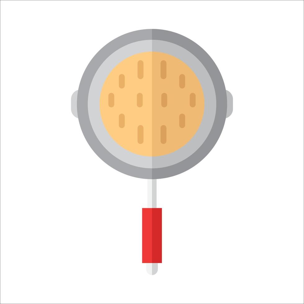 Pancakes in a frying pan flat icon vector