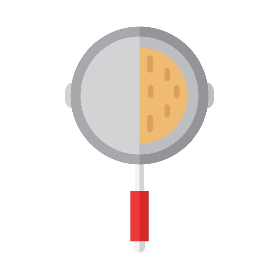 Pancakes in a frying pan flat icon vector