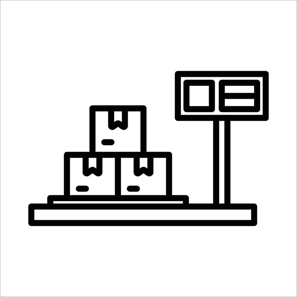 Shipping box weigher line icon vector