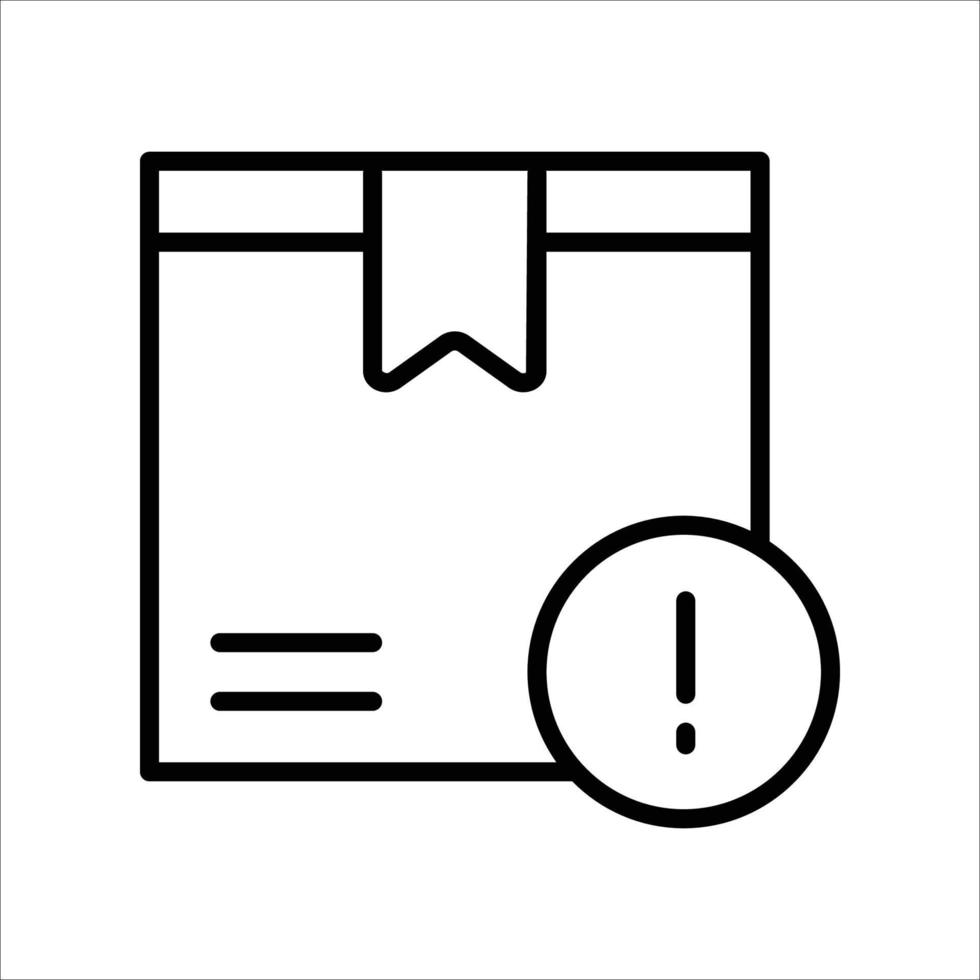 icono de línea de error de caja de envío vector