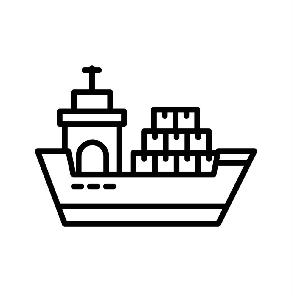 Shipping goods by sea line icon vector