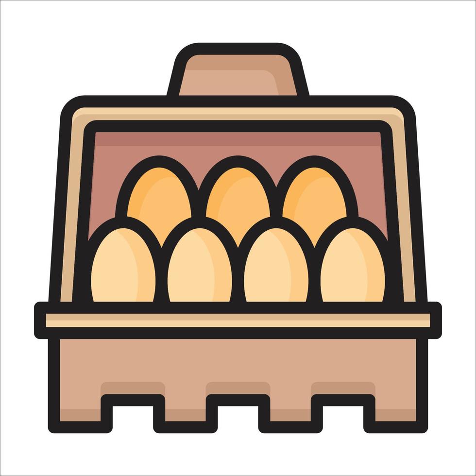 Eggs icon vector with outline color style isolated on white background