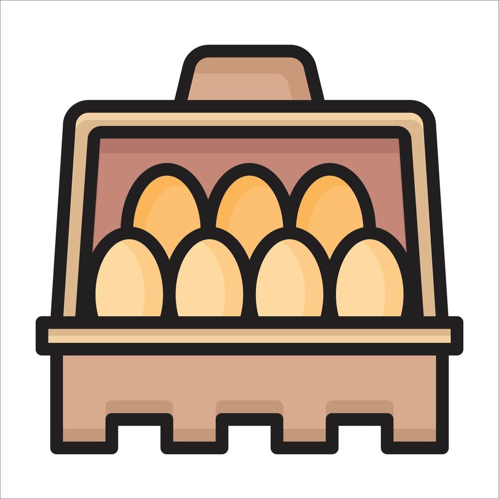 vector de icono de huevos con estilo de color de contorno aislado sobre fondo blanco