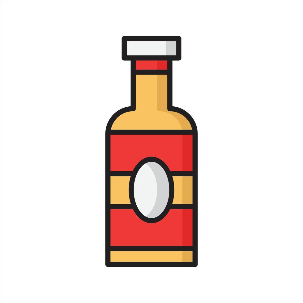 Syrup bottle outline color icon vector