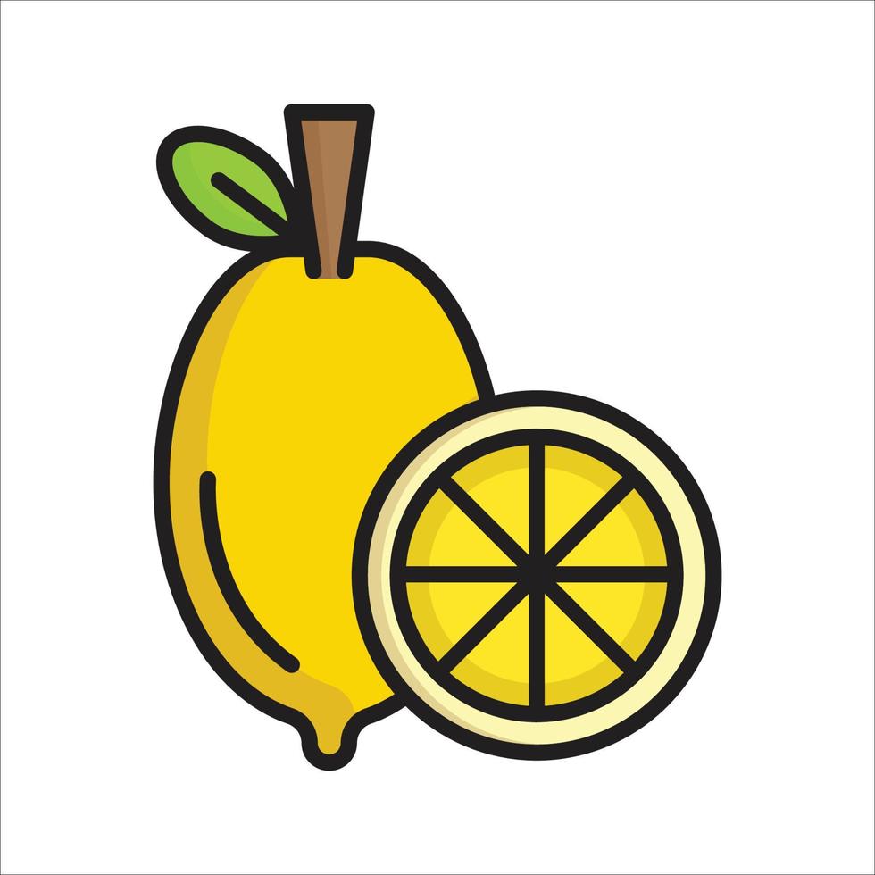 Lemon Outline Color Icon vector