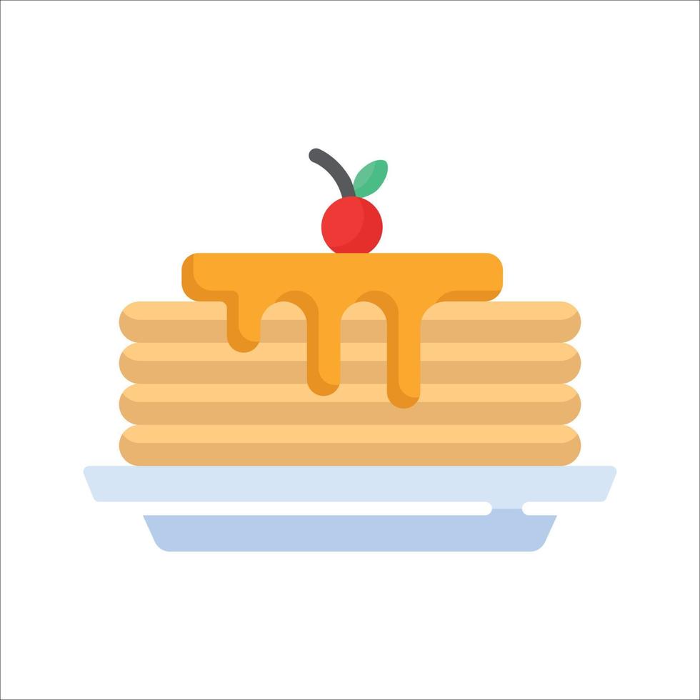 Cherry Pancakes Flat Icon vector