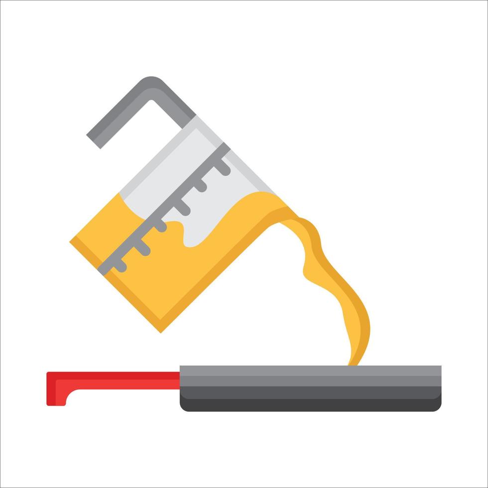 Pouring pancake batter into the frying pan flat icon vector