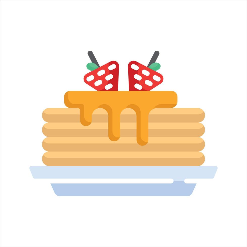 Strawberry Pancakes Flat Icon vector