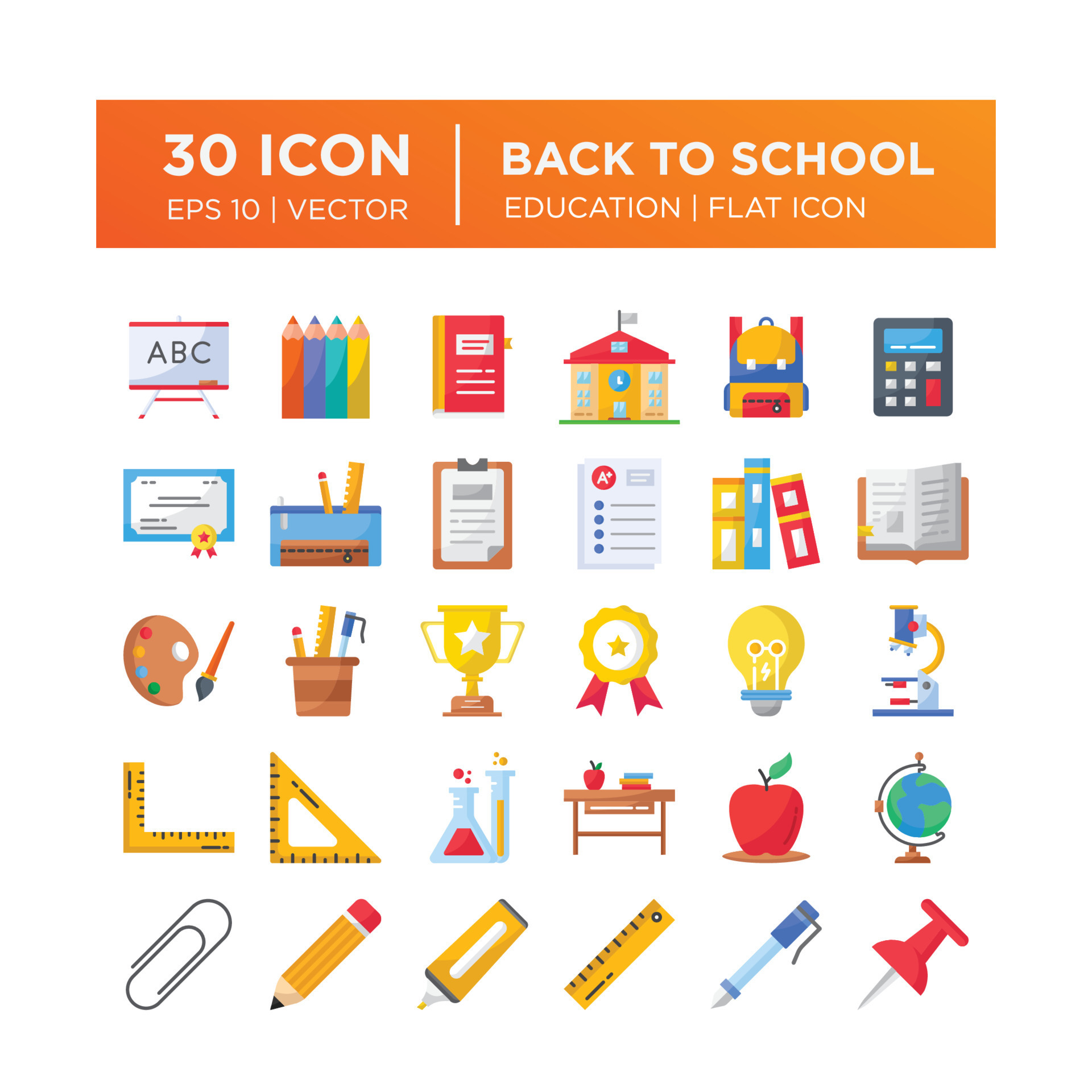 Set Of Flat Icons About Back To School Contains Such Icons As set-of-flat-icons-about-back-to-school-contains-such-icons-as